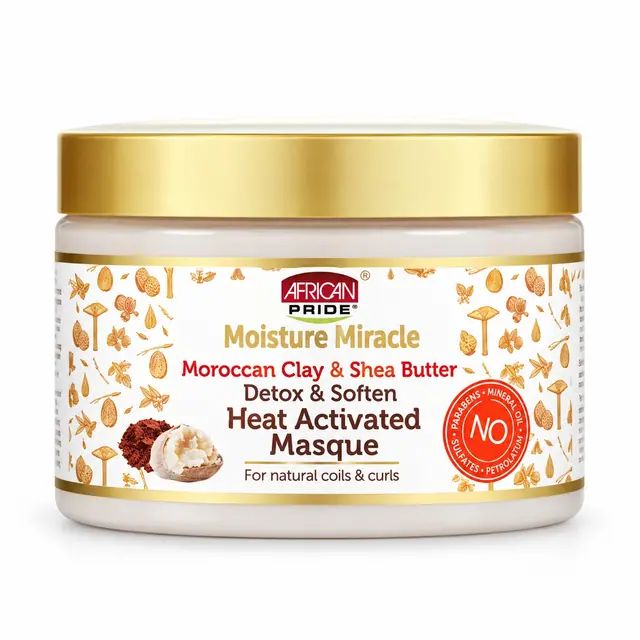 African Pride Moisture Miracle Moroccan Red Clay & Shea Butter Detox & Soften Heat Activated Masque 340 gr 1