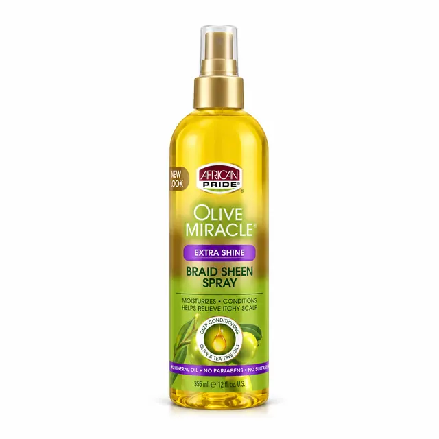 African Pride Olive Miracle Braid Sheen Spray Extra Shine 355 ml 1