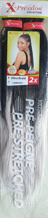 X-Pression Pre-Stretched Braid T1B-Matte Gray