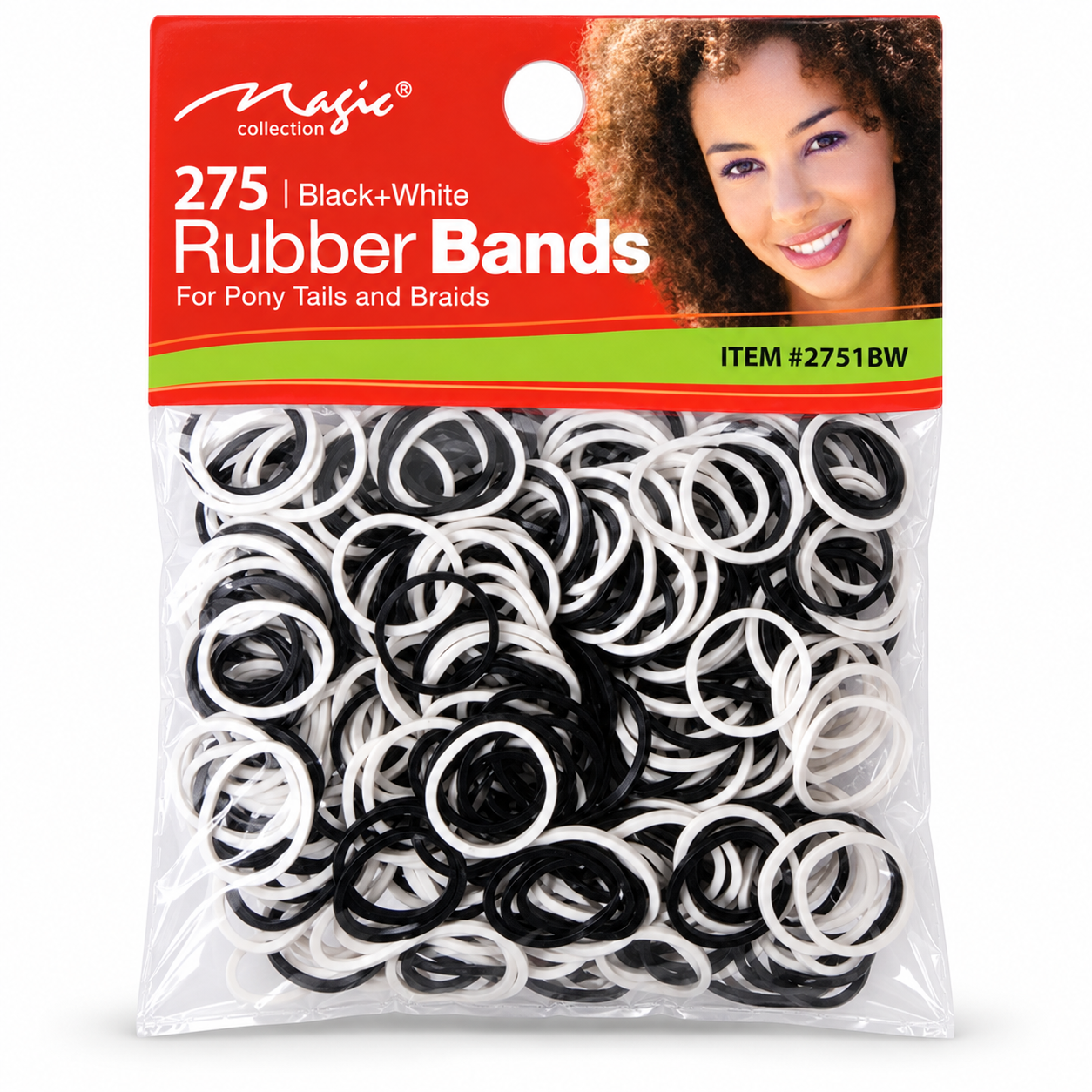 Magic Collection Elastic Rubber Bands Black & white - pack of 275