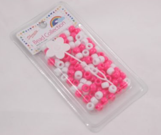 Beads -Kralen rose-wit 1