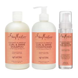 Shea Moisture Curl and Shine Shampoo, Conditioner and Hair Mousse Voordeelset